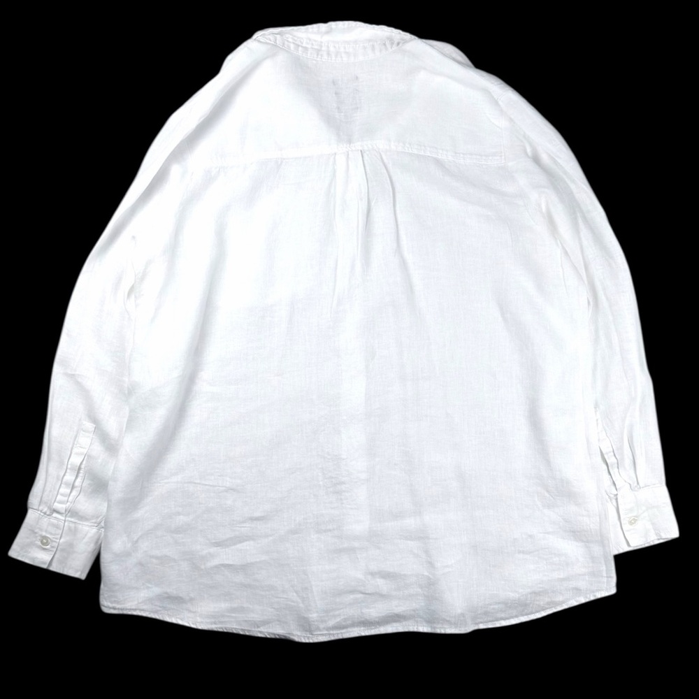 GAP Women’s L Optic White 100% Linen Boyfriend Button Front Shirt Long Sleeve - Picture 9 of 17
